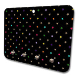 Porta Chaves Mdf 4 Pinos Estrelas Coloridas Preto