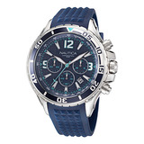 Reloj Nautica Hombre Depotivo Silicona Azul Napwps302 Color Del Bisel Plateado