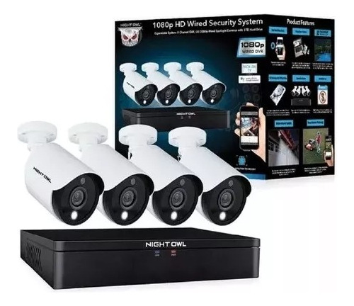 Night Owl 5 Mp 8 Canales Hd 4 Camaras Seguridad Dvr 1tb