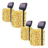 30m Cadena De Solares Luces 300led Jardín Exterior 4pack