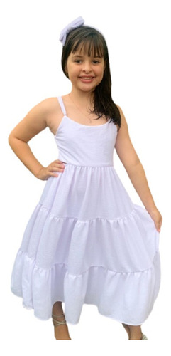 Vestido Midi Infantil Meninas Verão Fresquinho Três Marias 