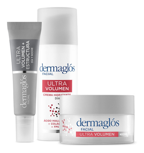 Kit Facial Dermaglós Ultra Volumen Crema Dia Noche Ojos 