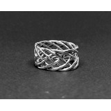 Anillo Grueso Abierto Tipo Trenza En Plata Ley 925 Hombre