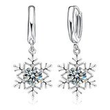 Pendientes Plata 925 Copo De Nieve Joyería Elegante Reina