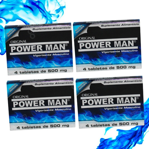 Power Man Vigorizante, Pastilla Azul 16 Tabletas De 500 Mg