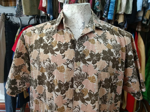 Camisa Hawaiana Floreada Tropical Hombre L -9 Prefab