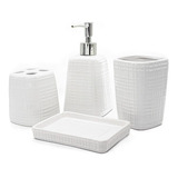 Set Accesorios De Baño X4  Ceramica Incluye Dispenser Jabon