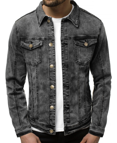 Campera De Jean Gris Hombre