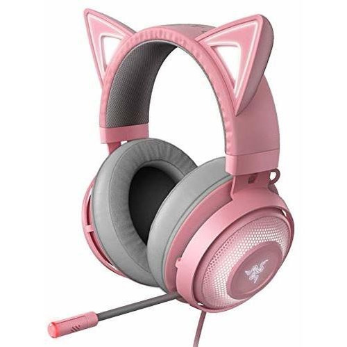 Audifonos Gamer Razer Rgb Para Pc Con Orejas De Gato -rosa