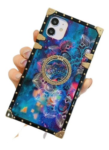 Carcasa - Funda Cuadrada Para iPhone Mandala Neon