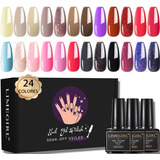 Kit Para Uñas Geles Semipermanente Esmaltes(24 Pz Gelesh Uv)