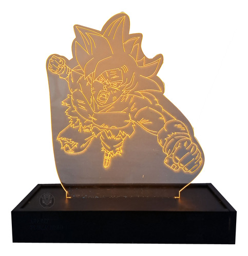 Lampara Velador Goku Dragon Ball Acrilico Grabado Luz Led 