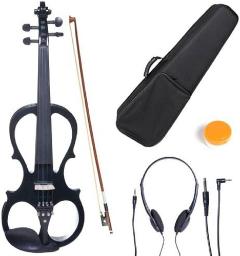 Violin Electrico Madera Maciza Color Negro Marca Cecilio
