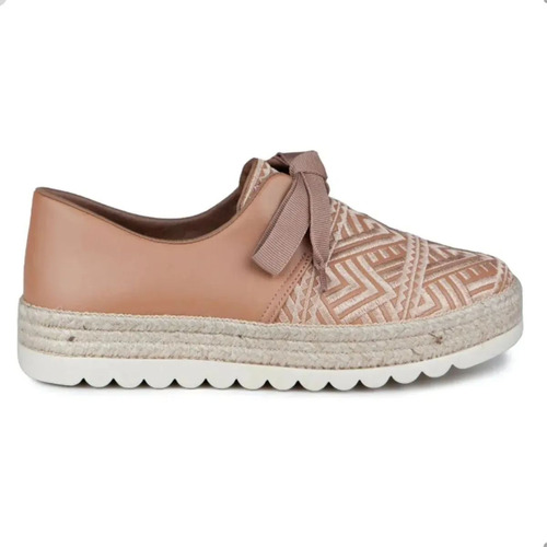 Tênis Espadrille Valentina Feminino Versátil Bordado Couro