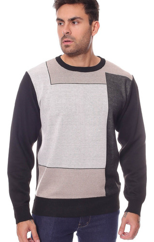 Sueter Masculino Tricot Listrado Manga Longa