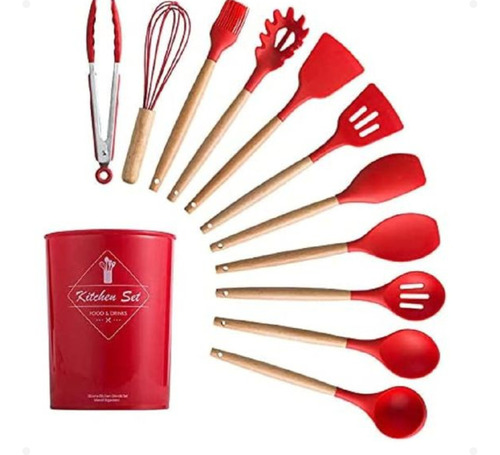 Jogo Talheres Silicone Kit 12 Peças Utensílios Do Chef Top