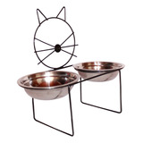 Comedero Alto Perro Gato Mascota Plato En Acero Inoxidable