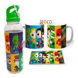 Botella Deportiva 750 Ml - Dc Funkos + Taza Plástica 