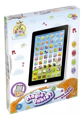 Kit 2 Tablet Infantil Didático Interativo Bilingue A Pilha