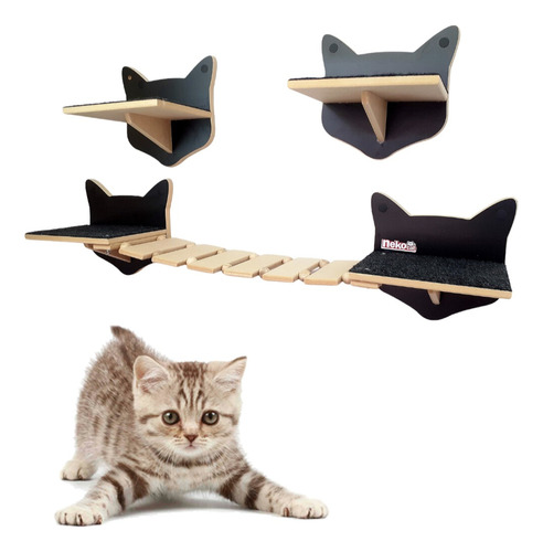 Kit Play Gatos Prateleiras Step Face Cat Ponte Cj 5 Pcs