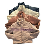 Campera Puffer Ecocuero Pu Importado Con Botones Y Cierre