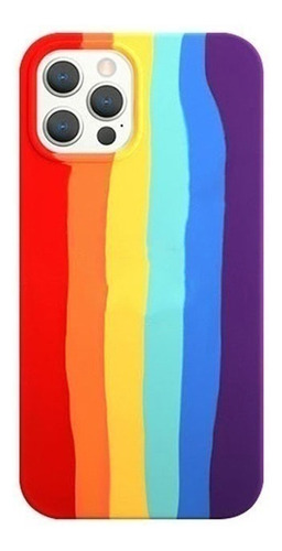 Funda Case Generica P/ iPhone Silicona Arcoiris Pastel Azul