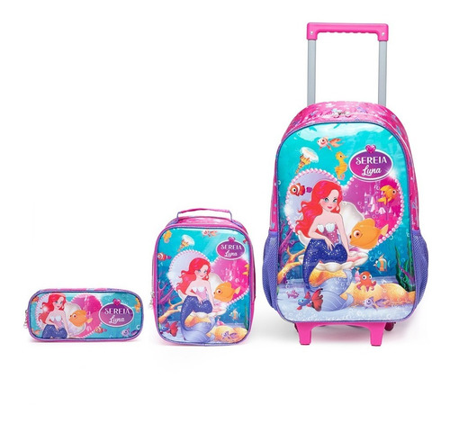 Kit Mochila Escolar De Rodinhas Estojo E Lancheira Infantil