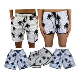 Kit Bermudas Shorts Família 5 Peças Moda Praia Seca Rapido