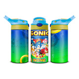 Garrafinha Térmica Sonic Azul Nome Personalizado Inox 350ml