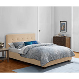 Mueble Set Cama Recámara Alba Queen Size Haspe Beige Set 2pz