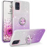 Funda Para Samsung Galaxy A51 - Blanca/violeta Con Glitter