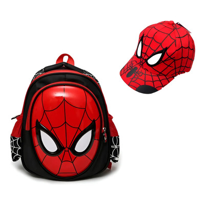 Mochila Preescolar Spider Man 3d Dibujos Animados+sombrero Color Rojo Mfdf | MercadoLibre