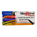 4 Marcadores Pizarrón Blanco 2mm Magistral Didactico Azor Color: Negro, Rojo, Azul, Verde