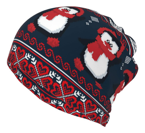 Lindo Gorro De Pinguinos Navideños, Gorro De Calavera Gorro