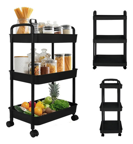 Carrito Organizador 3 Niveles Muebles Baño Cocina Con Ruedas
