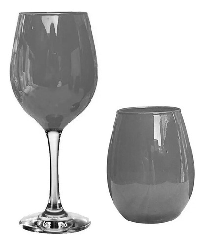 6 Copas Vino Tallo Transparente 6 Vasos Gourmet Color Pleno