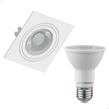 Spot Embutido Quadrado Par20 Plano +lâmpada Led Par20 4,8w