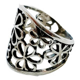 Anillo Plata 925 Calado Flores Anp386 