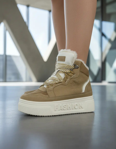 Tenis De Bota Para Mujer Peluche Moda Comodos Bonitos Casuales