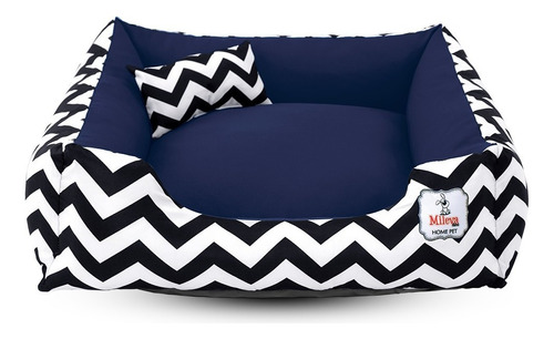 Cama P/ Cachorro Gato Caminha Pet 70x70 100% Lavável+ Brinde Cor Chevron Marinho