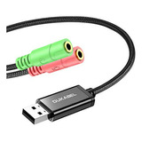 Adaptador De Audio Usb Largo, Auricular Para Juegos A Usb A 