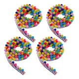 4pcs Pom Borla Franja Cinta Ropa Decoración 17mm