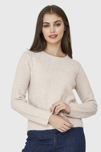 Sweater Detalle Punto Calado Crema Nicopoly