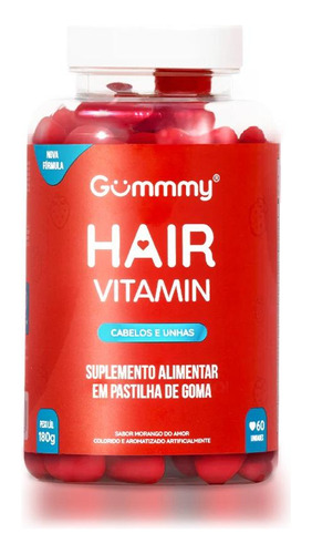 Suplemento Alimentar Gummy Hair Morango Do Amor 60 Unidades