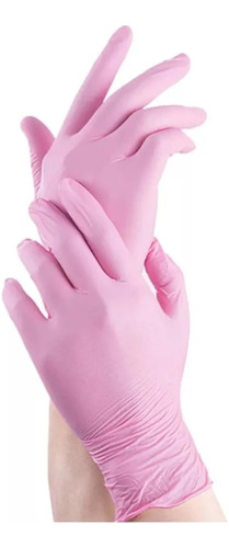 Guantes De Nitrilo Color Rosa X 100u Sin Polvo