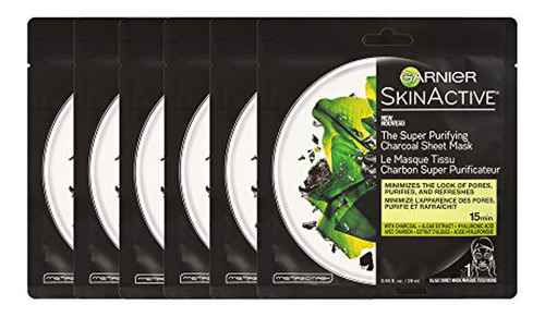 Mascarilla De Carbón Purificante Garnier Skinactive, 6 Unida