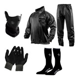 Traje Lluvia Motoquero Mascara Guantes Primera Piel Medias*