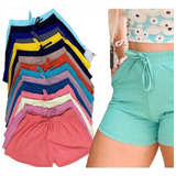 Kit 5 Short Shortinho Malha Canelado Feminino Moda Praia 