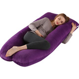 Almohada Embarazo Cuerpo Entero Tela Peluche  Color Morado