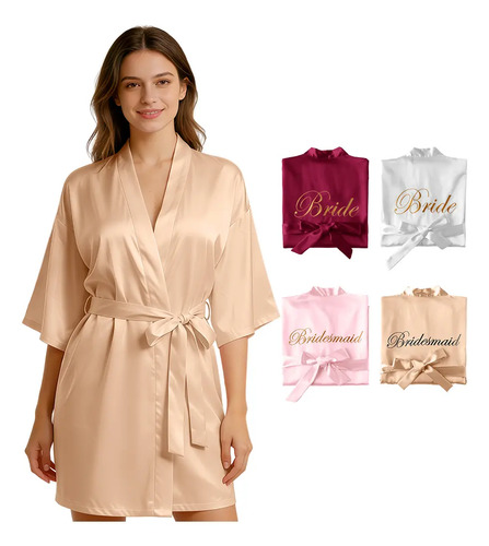Batas Para Novias Damas Bordada Suave Pijamas Satin Y